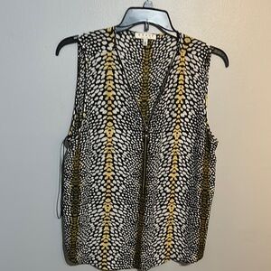 Chaus Black and Tan Blouse with Animal Print